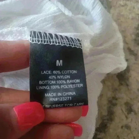 J for Justify Womens White Lace Peplum Tank M - Picture 11 of 14